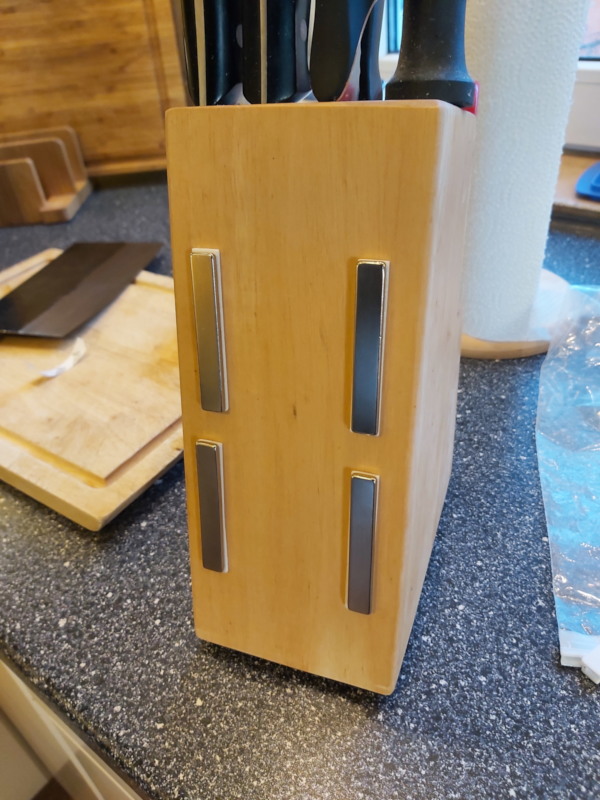magnets glued to back of knife block
