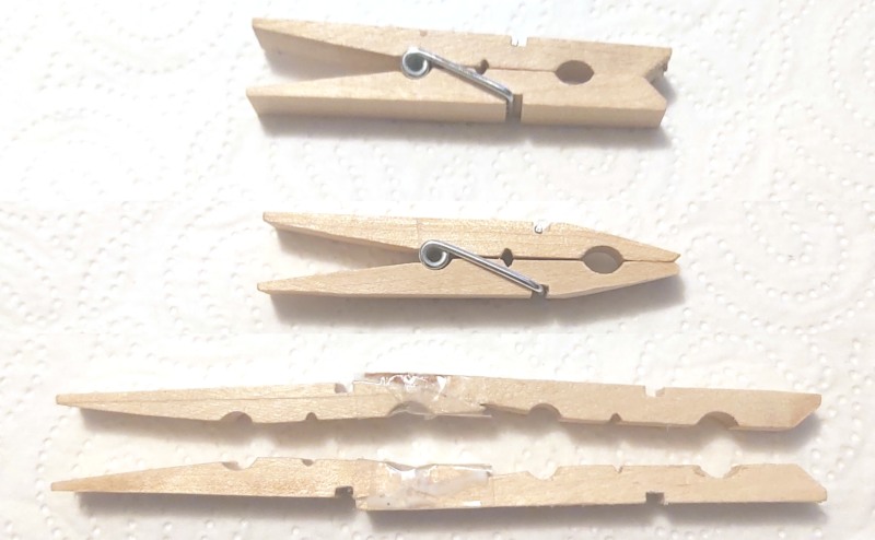 glueing together two pegs to make a long one